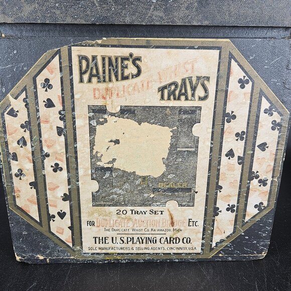 Vintage Paine's Duplicate Whist Trays 20 Tray Set US Playing Card Co Bridge Game - Picture 7 of 16